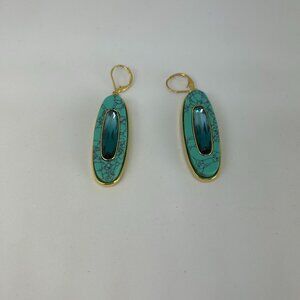 Vince Camuto Oval green jasper/glass Stone Drop Earrings